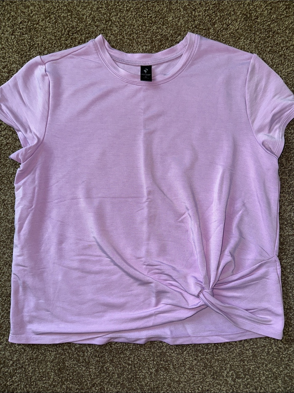 Skechers Lavender Knot-Front Short Sleeve Tee, Size XL